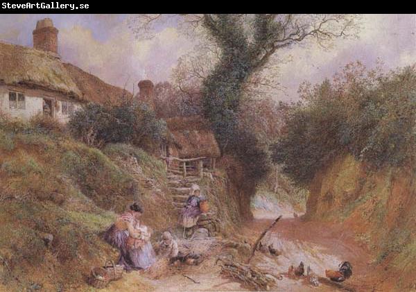 Myles Birket Foster,RWS Lane Scene at Hambleden (mk46)_